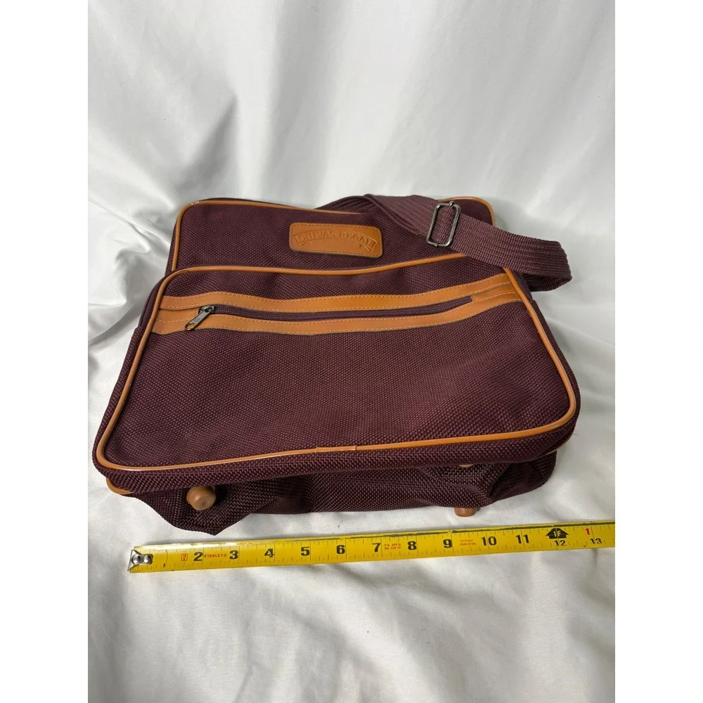 Vintage Chivas Regal Messenger Bag Burgundy Canvas Crossbody Shoulder Bag Retro‎